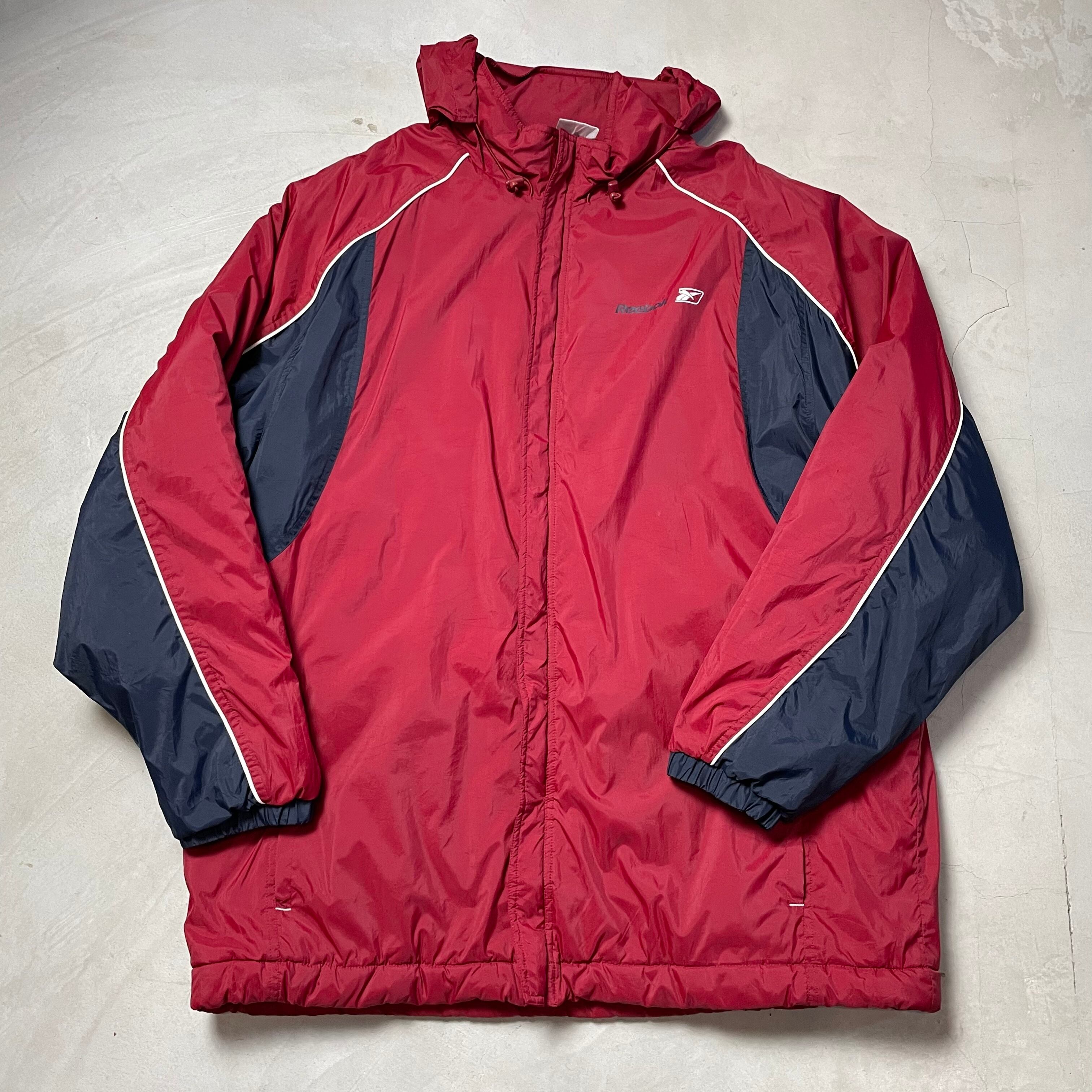 ビックサイズ Reebok リーボック ロゴ ナイロン ウインドブレーカー メンズ2XL 古着 レッド 【ナイロンジャケット】