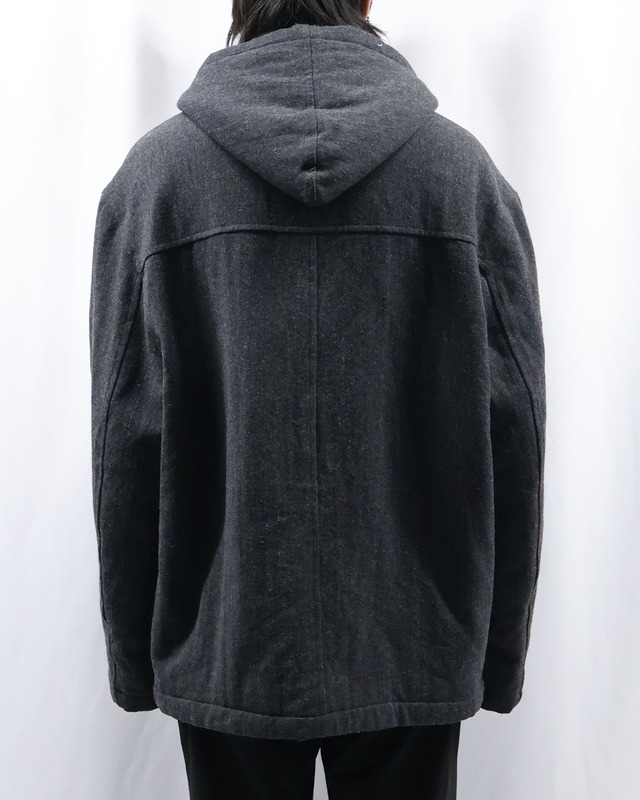 mid-length wool hooded coat