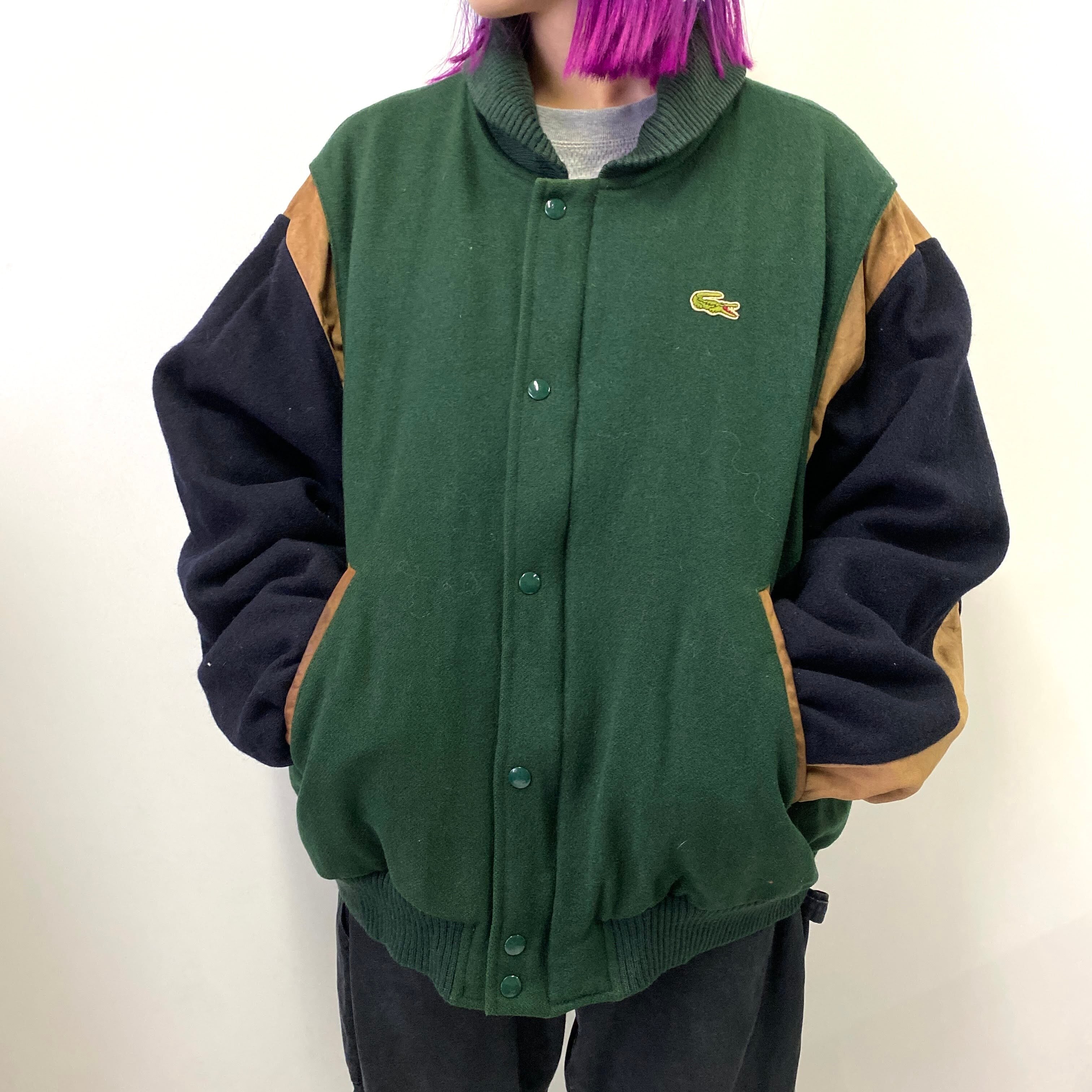 フランス製 ヴィンテージ LACOSTE フレンチラコステ レザー切替 ウール 