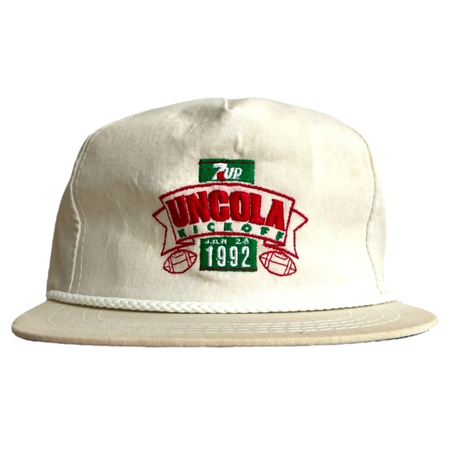 キャップ/帽子】7up (セブンアップ) 1992年製 90s UNCOLA 刺繍ロゴ 