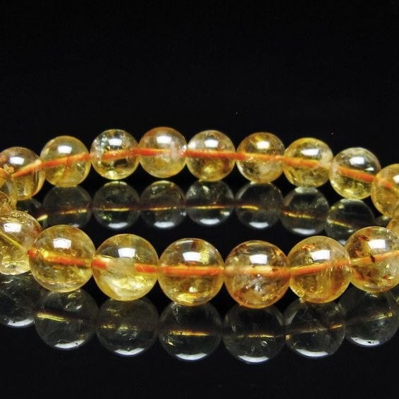シトリン ブレスレット 虹入り 10mm シトリンクォーツ ブレス メール便可 一点物 111-50423