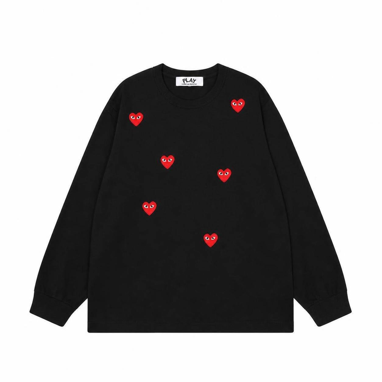 プレイ コムデギャルソン PLAY COMME des GARCONS マルチハートプリント cdg 長袖 Tシャツ メンズ レディース 長袖 柔らかい肌触り クルーネック 長袖 ロゴプリント カットソー