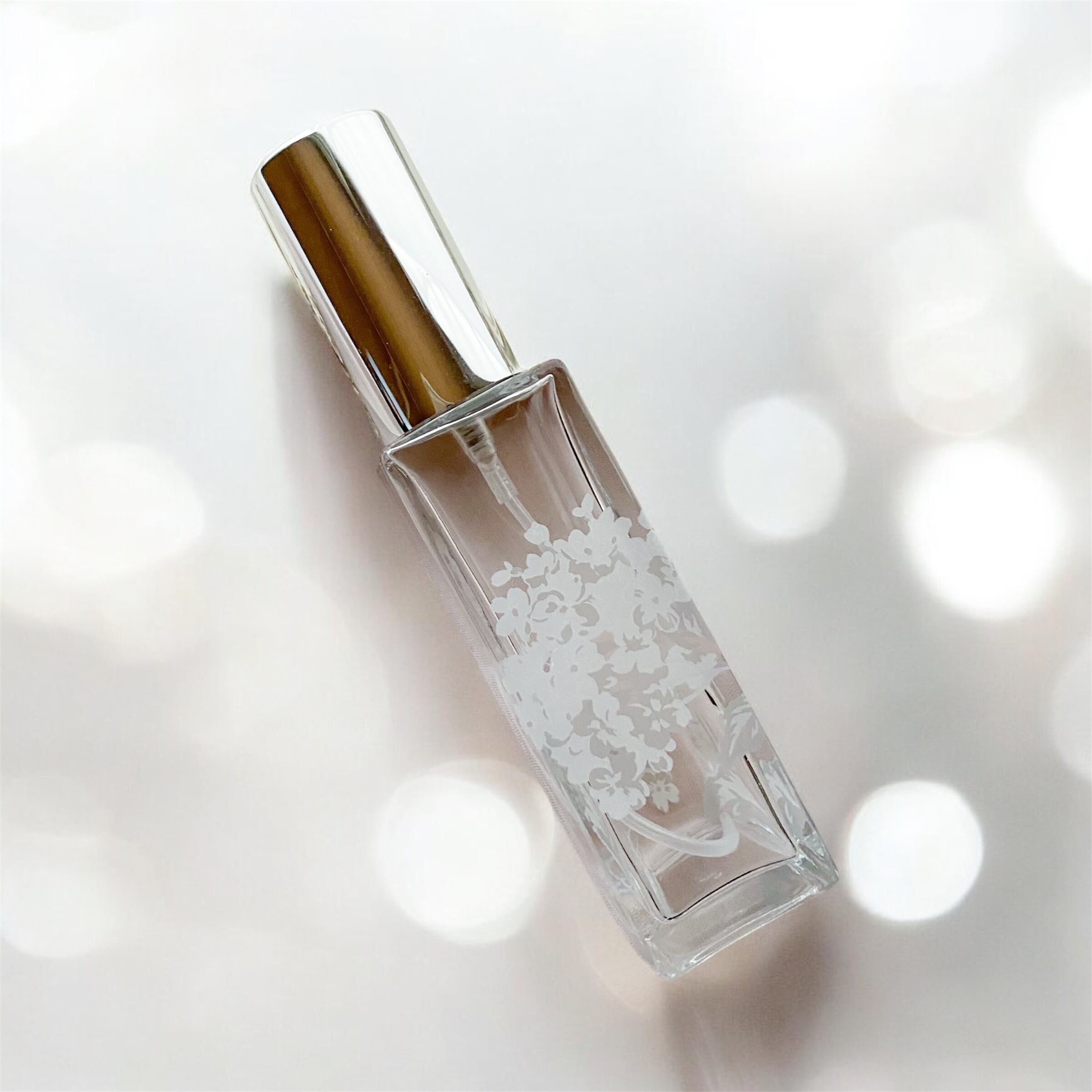 紫陽花のガラスアトマイザー10ミリ イニシャル 香水 アロマ 消毒液