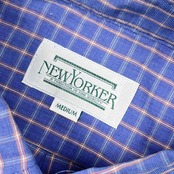 NEWYORKER ニューヨーカー チェック BD ボタンダウン 半袖シャツ M/ブルー系 メンズ