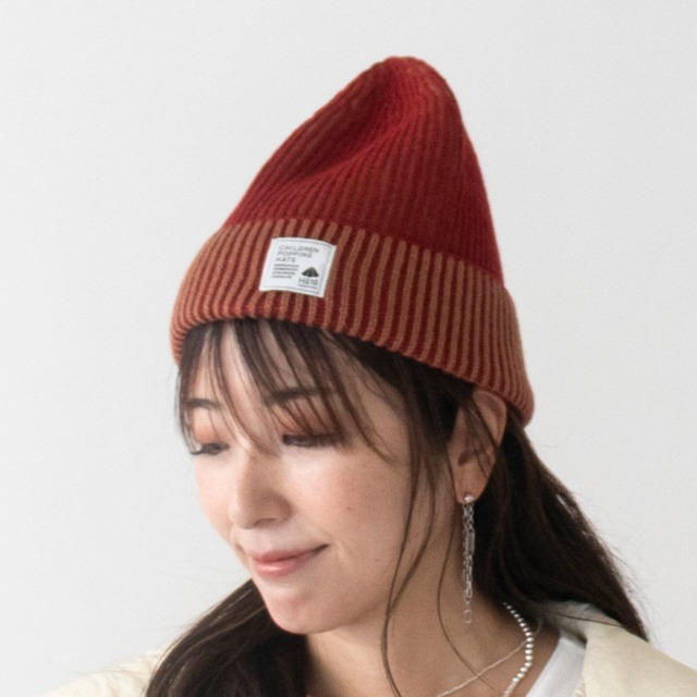 ニットキャップ【ストライプレッド】58cm 全3色 フリー