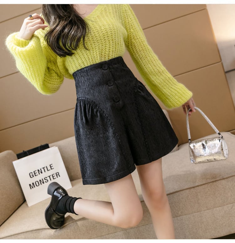秋冬シンプルミニキュロット❤️デート女子会お出かけに最適 スカート ミニスカート キュロット ショートパンツ ミニ丈 ショート丈