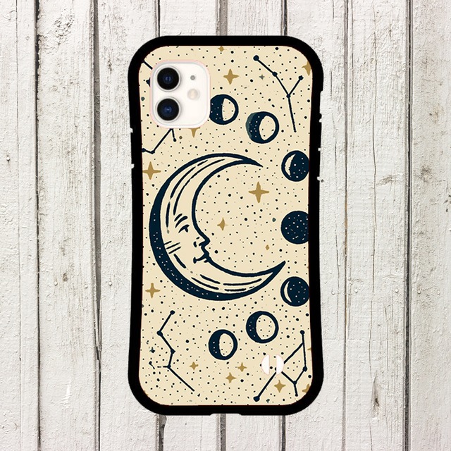 受注生産 iPhoneケース 三日月と星のミニマル星図｜天体図風 STAR052A