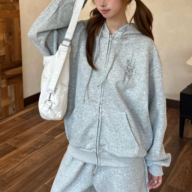 wing-motif sweat zip-up  hoodie　ウイングモチーフスウェットジップアップフーディー　J2129