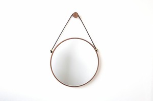 ウォールナットの壁掛まる鏡220