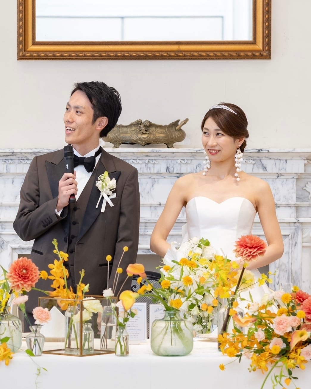 ロングパールフラワーブライダルイヤリング【AE2201-19】 | ブライダル