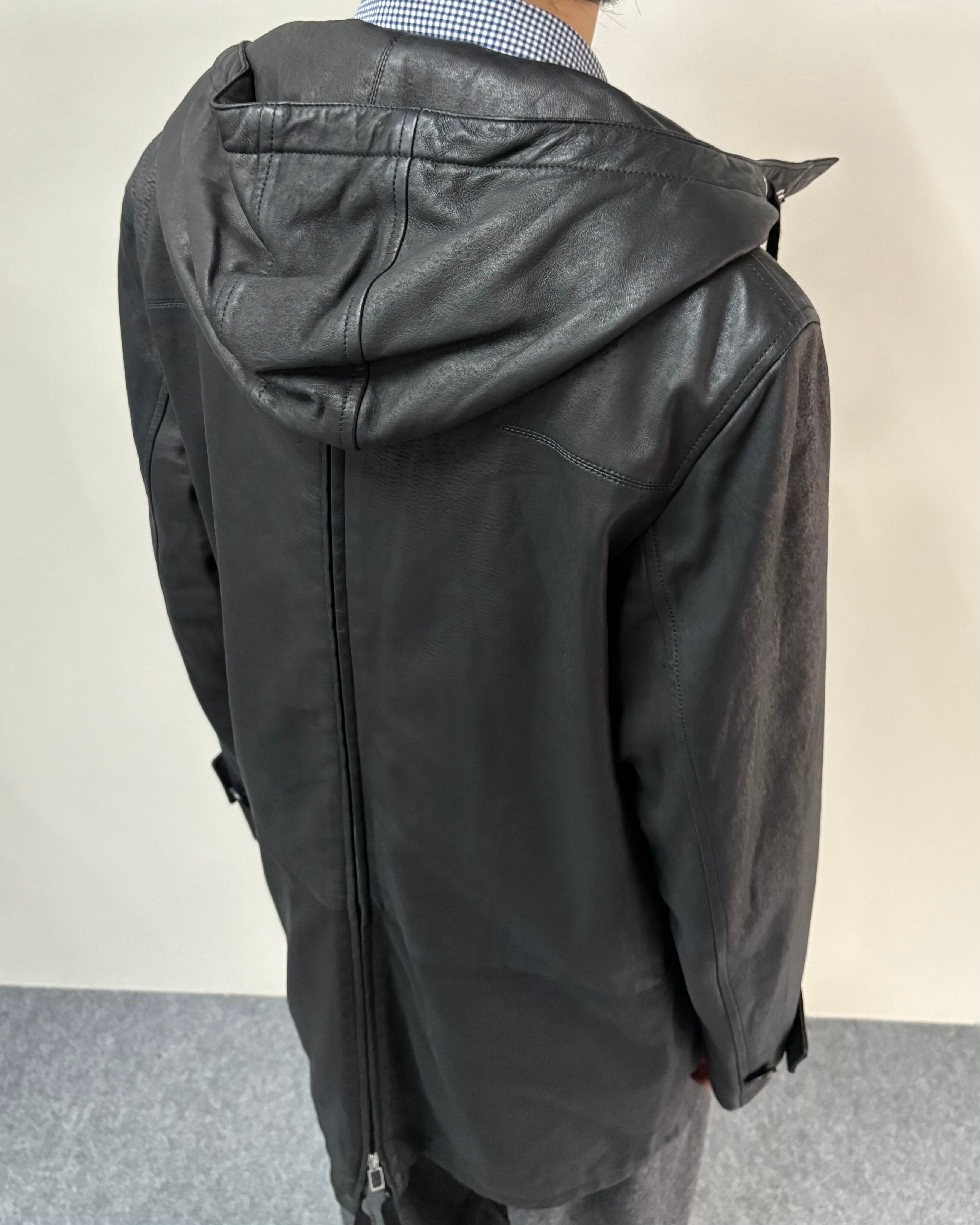 2012AW/Dior homme by Kris Van Assche】hooded leather zip jacket