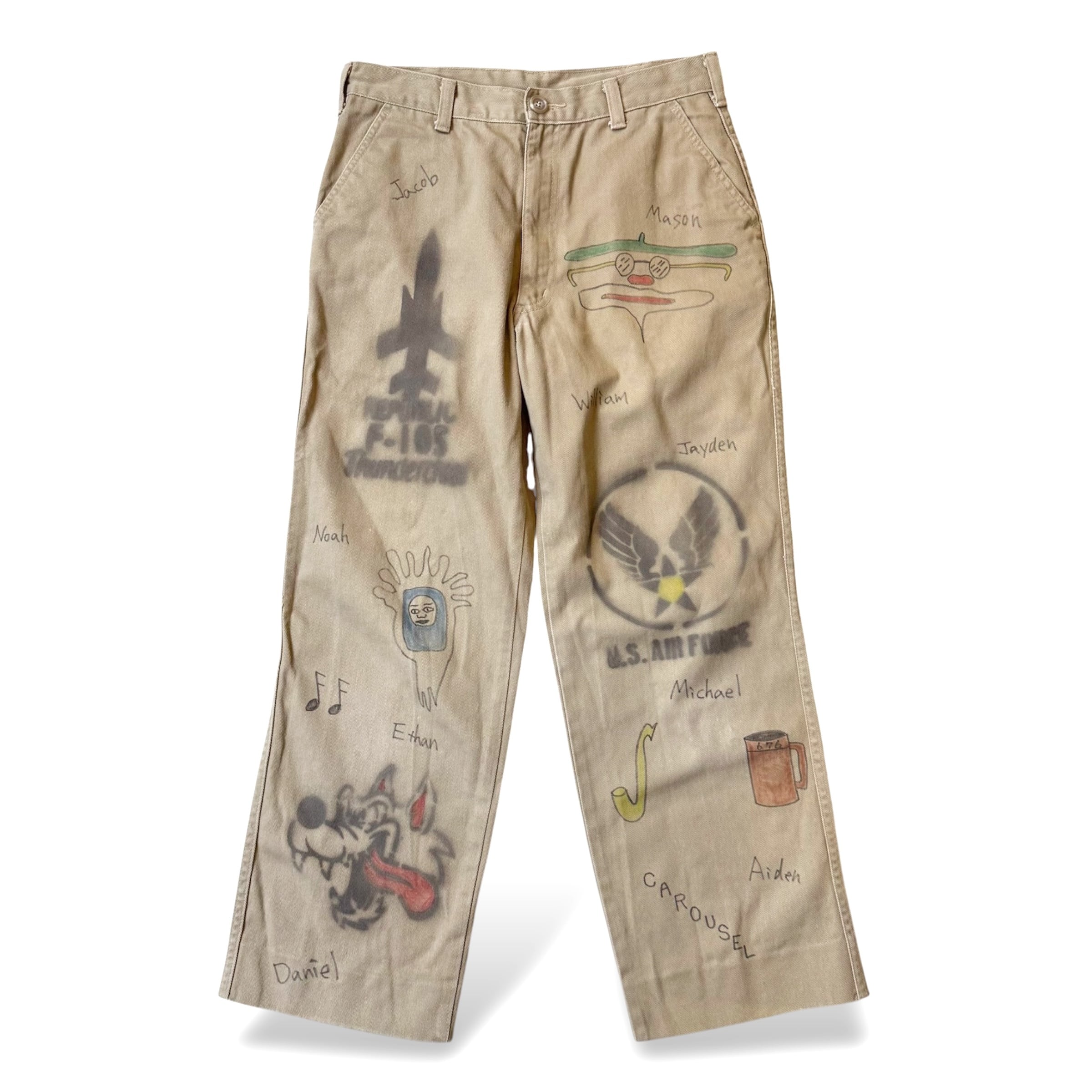 HAND PAINTED ART STENCIL MEMORIAL PANTS / ハンド ペイント アート