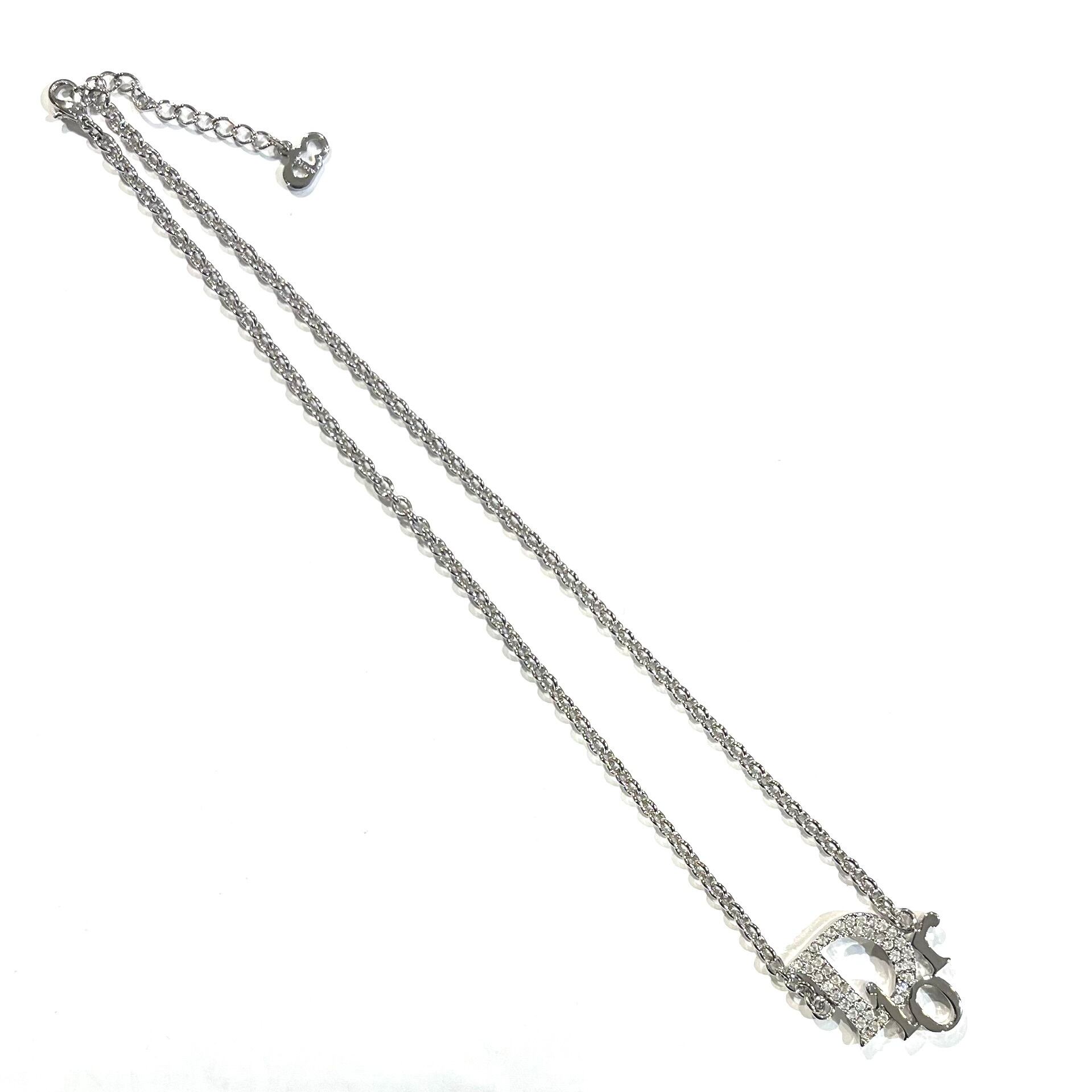 Christian Dior】2240 DIOR ディオールロゴ ラインストーンネックレス