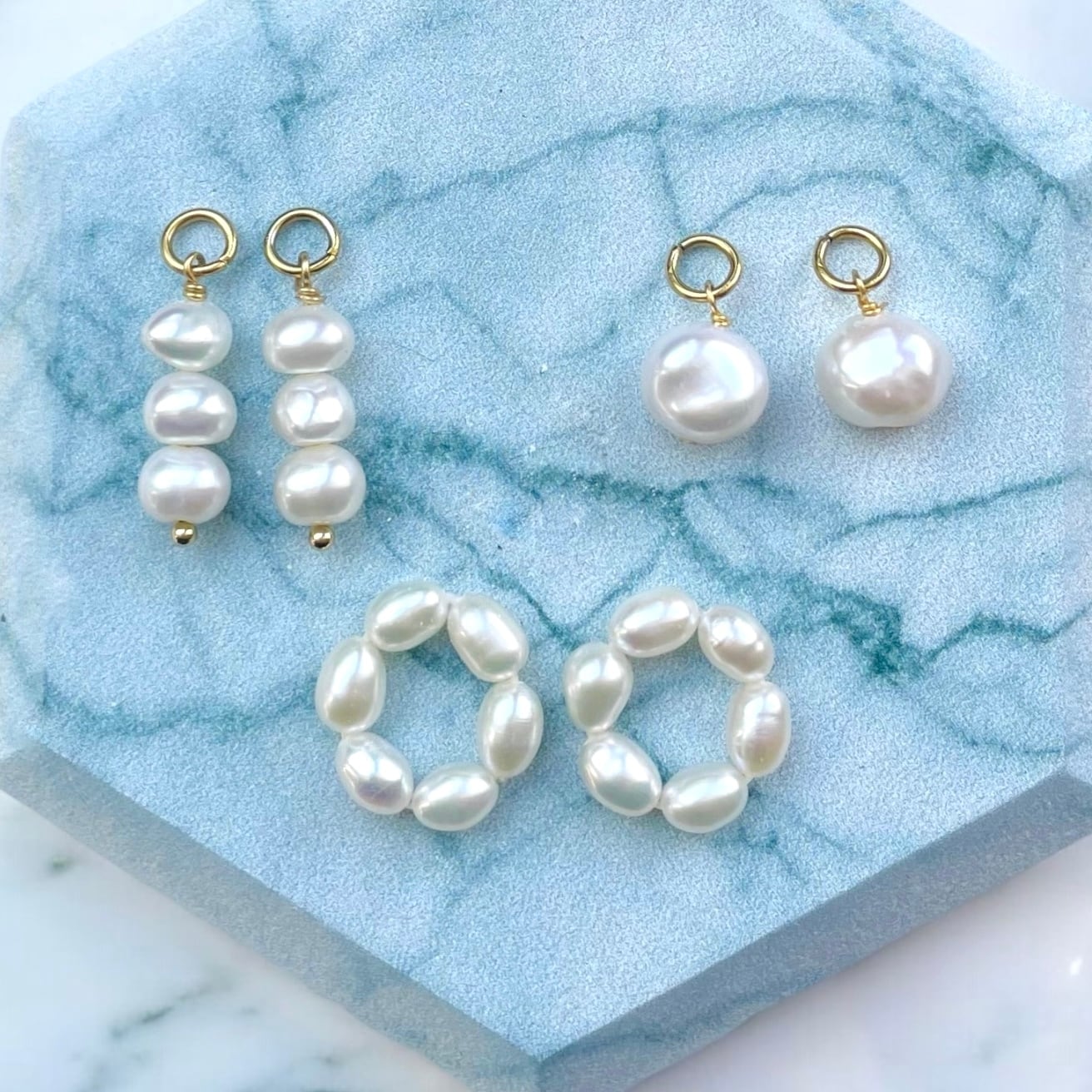 お手持ちの フープピアス が パール ピアス に早変わり♡淡水パール