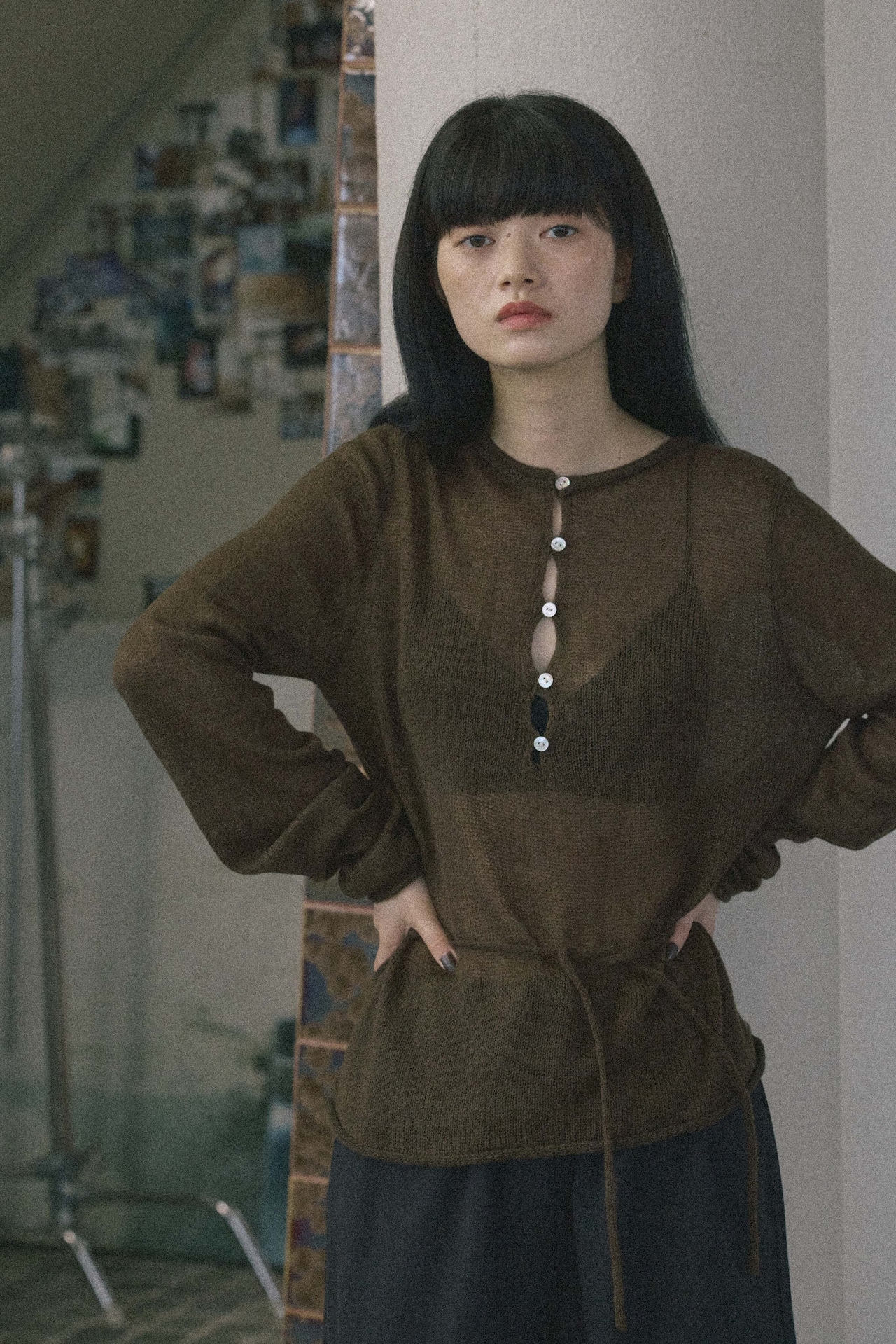 DU260704 Sheer Mohair Button Knit【一部予約商品10月中旬】