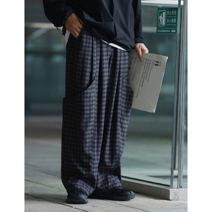 レトロチェック柄ワイドレッグパンツ　979