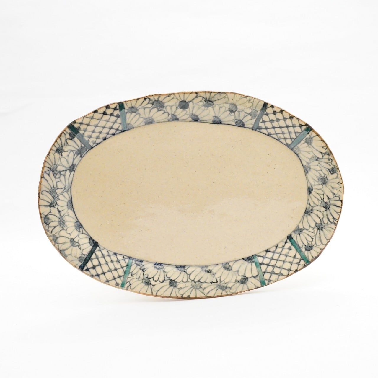 【陶彩工房Canoe】「菊尽くし」オーバル皿 28