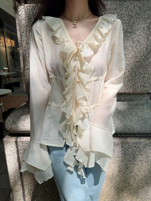 Ruffle frill tops / ivory(10月中旬頃発送予定)