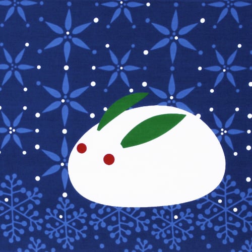 手ぬぐい「なんてんゆきうさぎ」 | 手ぬぐい 染の安坊