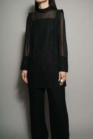 LACE SWITCHING BLOUSE (BLACK) 2402-73-T3514