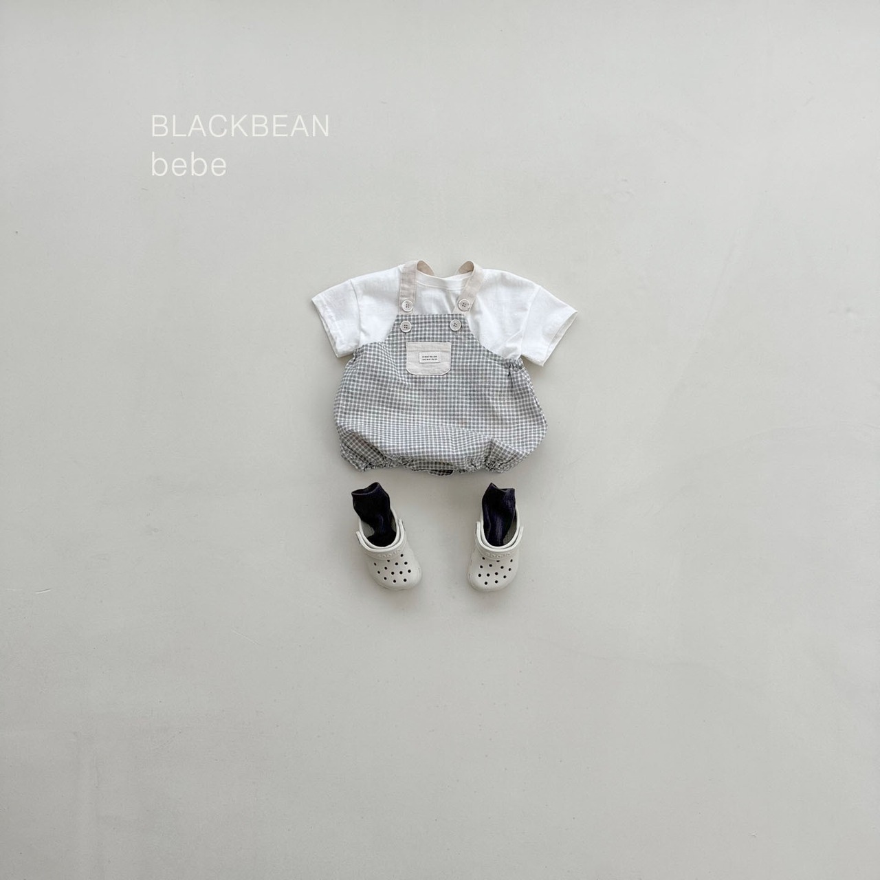 【BLACK BEAN】チェックサロペセット ブラック 60〜80cm - 5