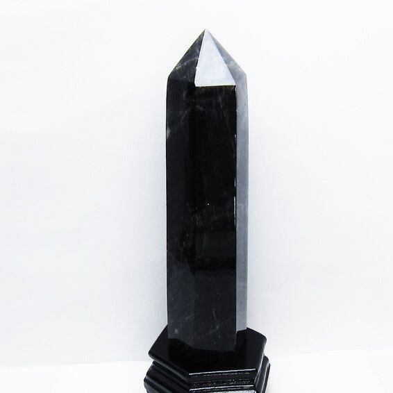 1.9Kg モリオン 黒水晶 六角柱 台座付属 一点物 152-4006