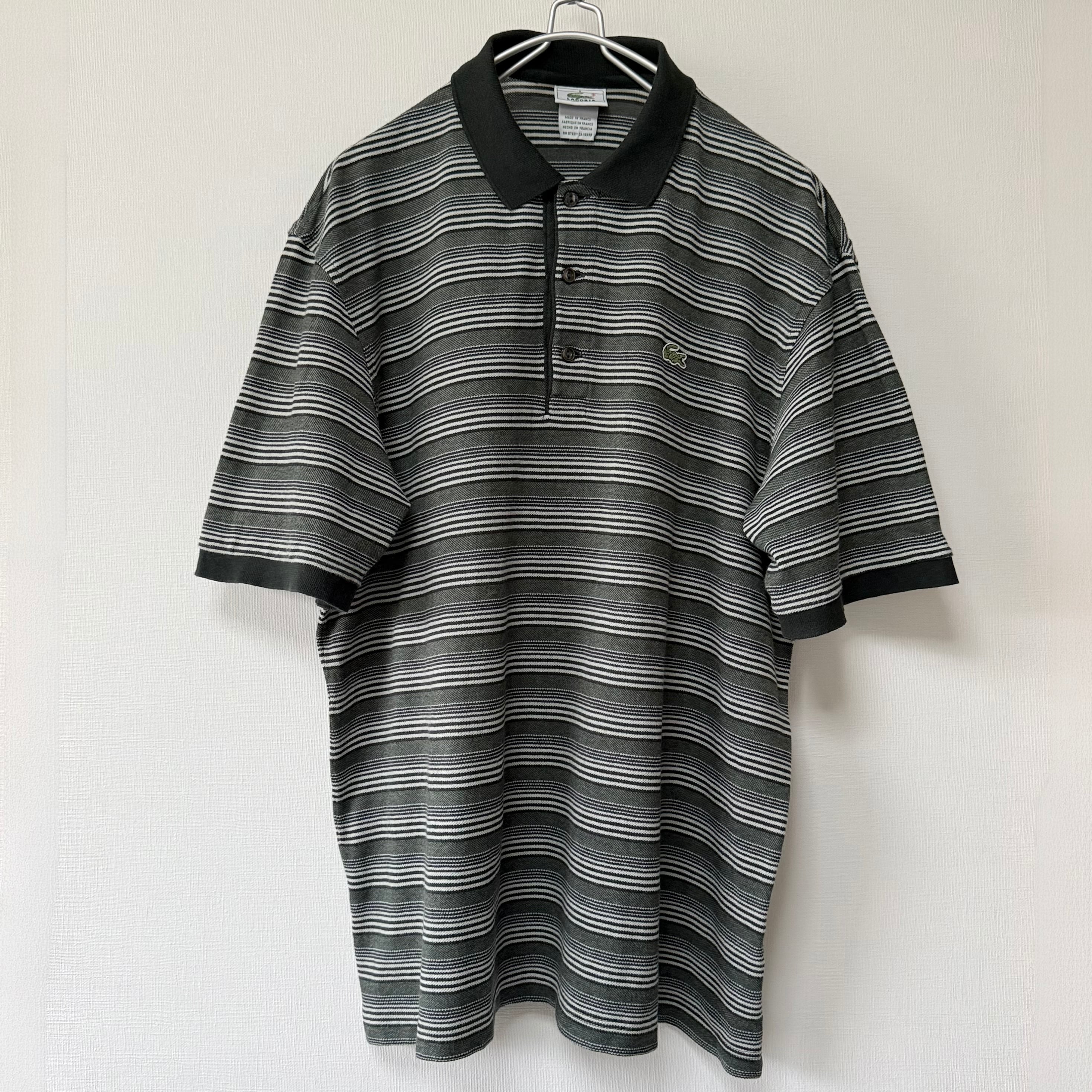 LACOSTE 90s フランス製 F5191 コットン 鹿子 半袖ポロシャツ モス