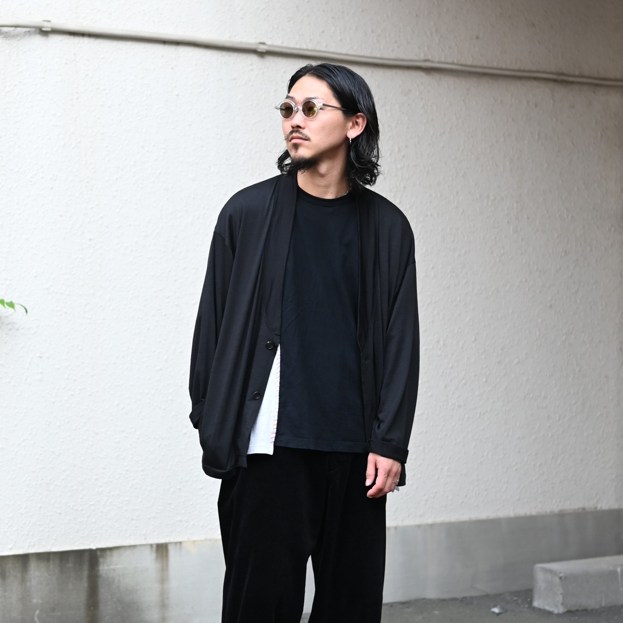 Nonnotte(ノノット) Minimum Smoking Jacket、kuon(クオン)GANKO別注Sashiko Docking Teeコーディネート
