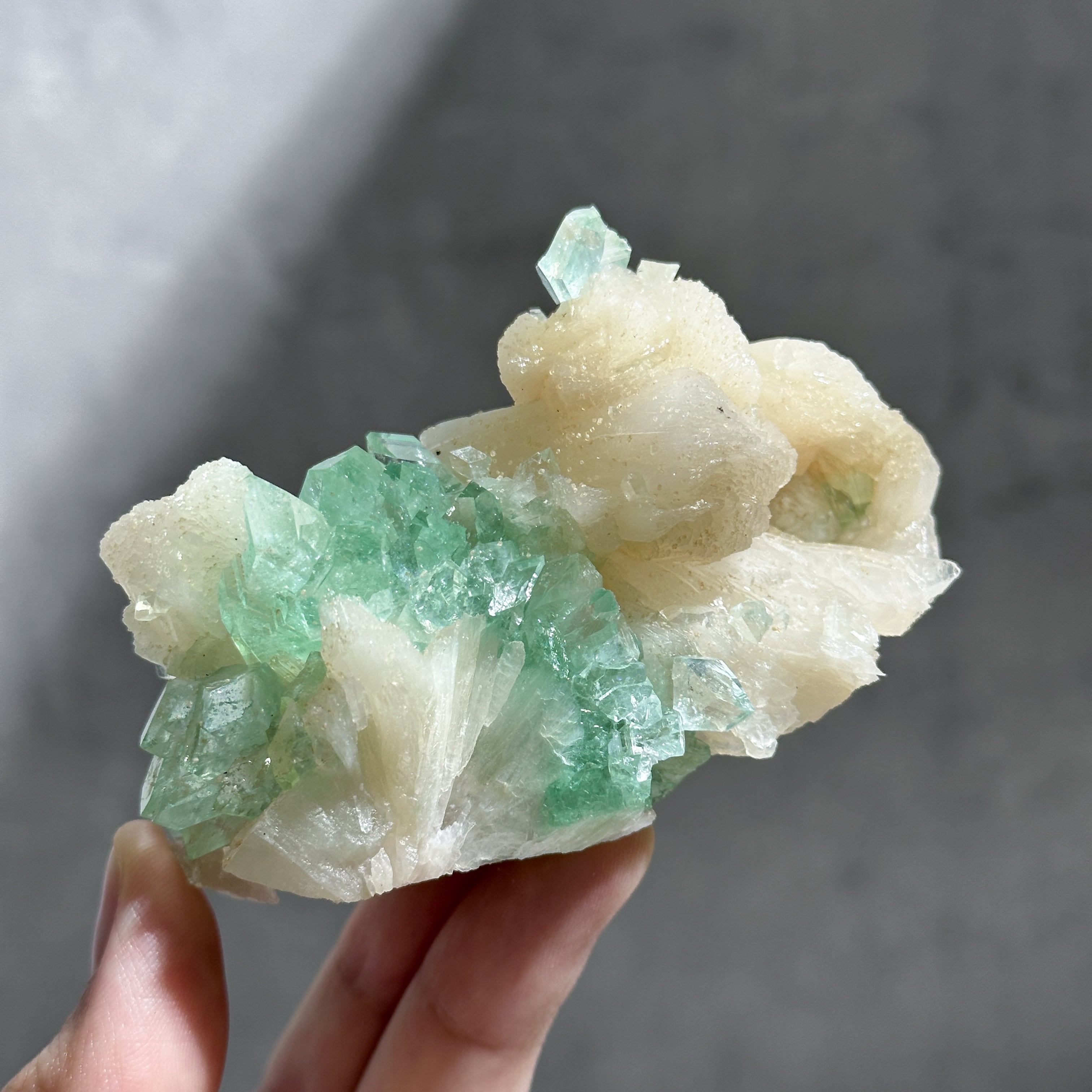 グリーンアポフィライトスティルバイトとヘマタイトの原石で共生‼️9/1迄大SALE グリーンアポフィライト＆スティルバイト 78◇ Green