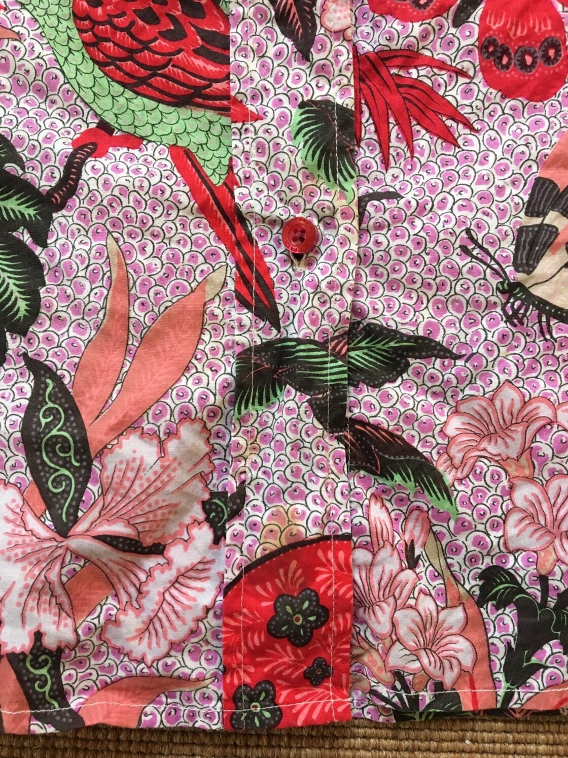 イタリア製 ETRO エトロ ピンク系 草花 魚 鳥 柄ブラウス サイズ44 