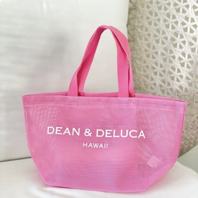 ハワイ限定　DEAN\u0026DELUCA メッシュトート　ピンク　L