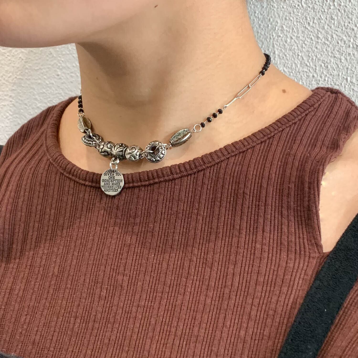 アンティーク風シルバービーズネックレス | Dua-アクセサリーパーツ