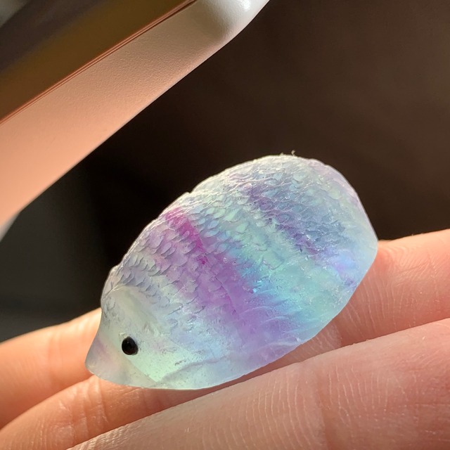 130.ブルー系フローライト ハリネズミさん