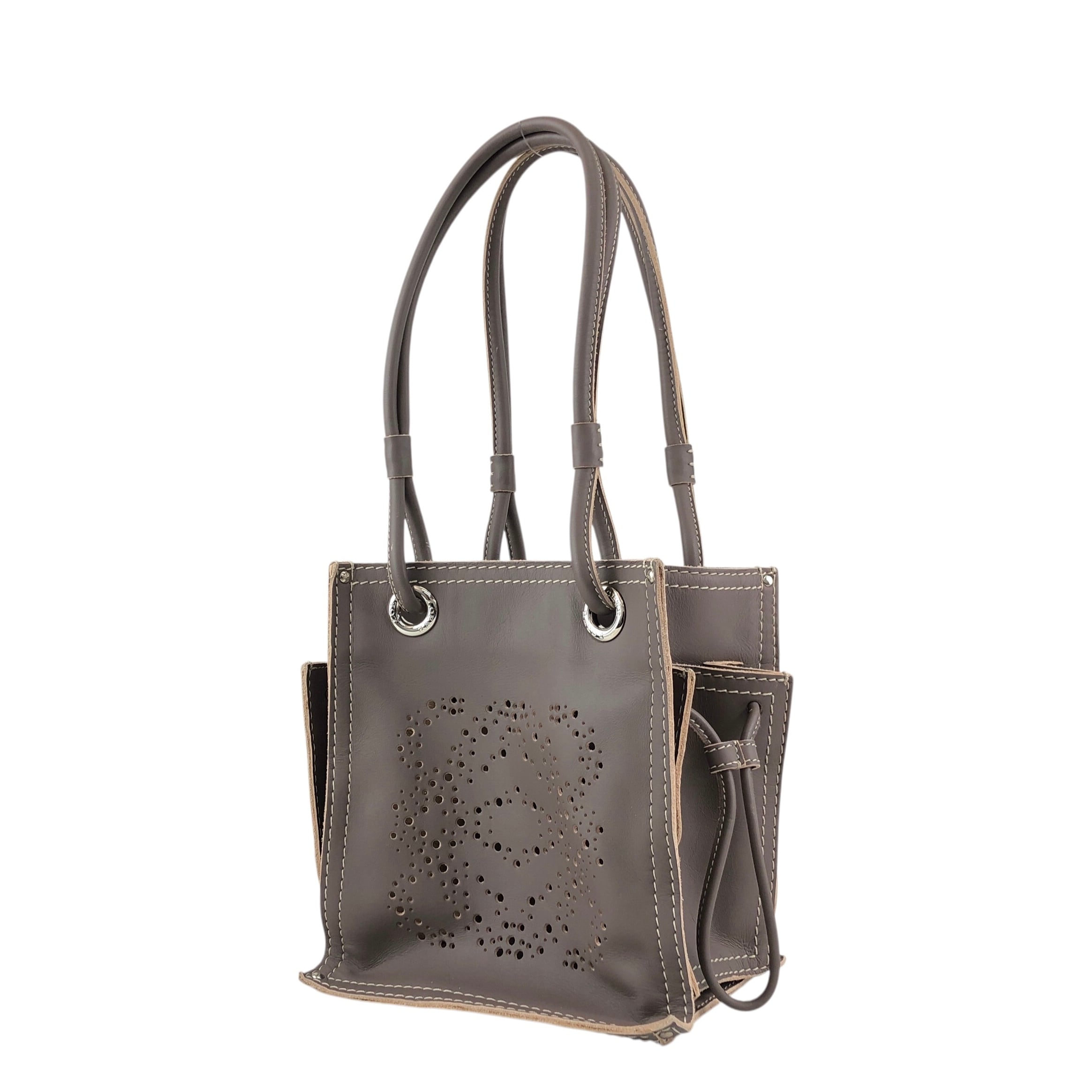 LOEWE ロエベ トートバッグ ブラウン アナグラム レザー パンチング