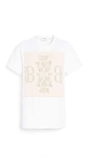 BARRIE -Cotton t-shirt with Barrie logo cashmere patch- :738(BB LIGHT PINK/WHITE LEAD)