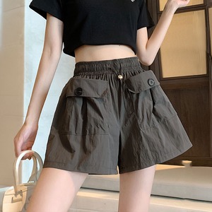 ショートパンツ カーゴパンツ レディース 春夏 韓国 ストリート 大人 カジュアル おしゃれ 原宿系 ゆったり 体型カバー ハイウエスト ウエストゴム 大人可愛い 大人女子 [LS-CFP027]