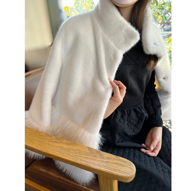 Eco fur coat(White・Black)