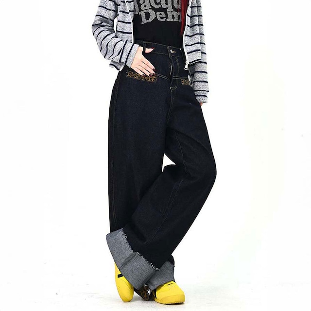 レオパードアクセントストリートデニム 2col   R01642