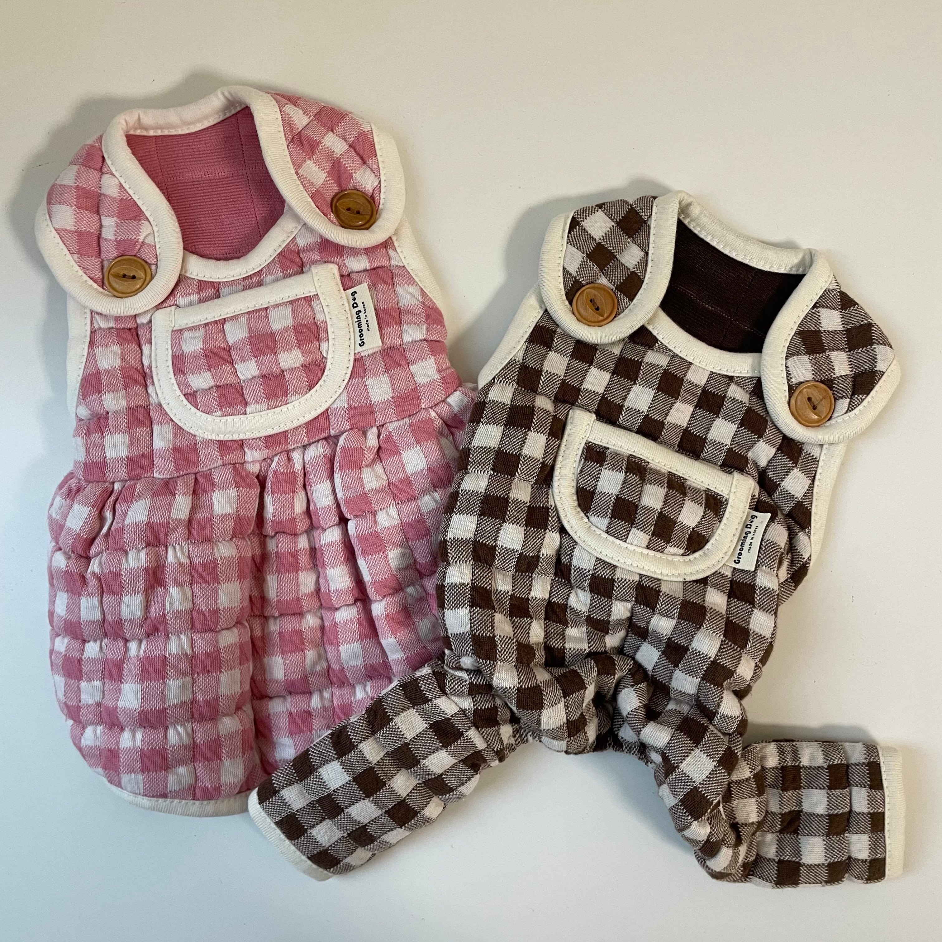 【即納】/checkskirt/romper