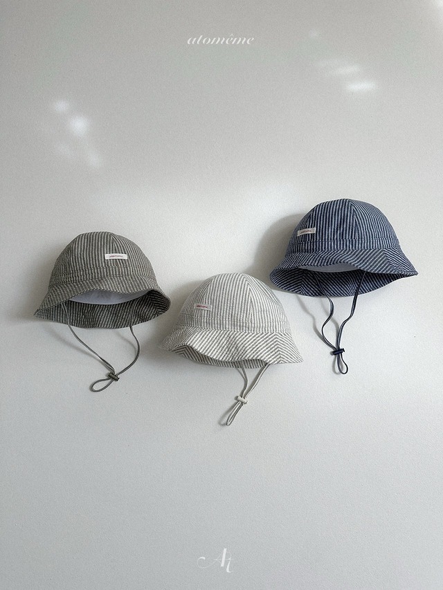 B696【即納】stripe summer bucket hat