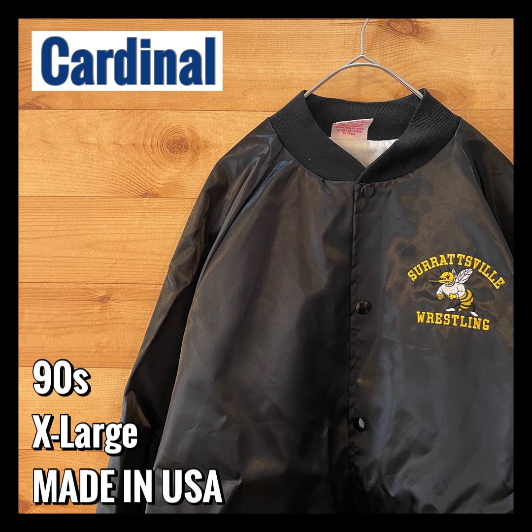 Cardinal】90s USA製 ナイロンスタジャン ワンポイント 刺繍ロゴ XL US