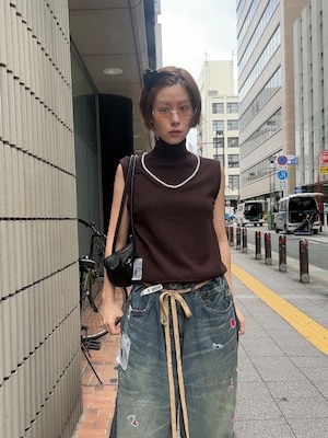【26AW | WOMEN】Maison MIHARA YASUHIRO ミハラヤスヒロ / トップス / Pearl Distressed Sleeveless Knit Sweater K17SW711