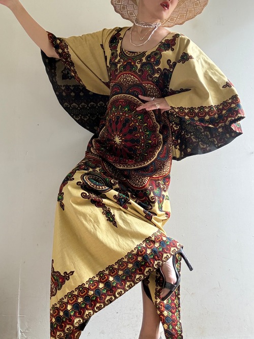 70-80s Vintage Bohemian Cotton Dress