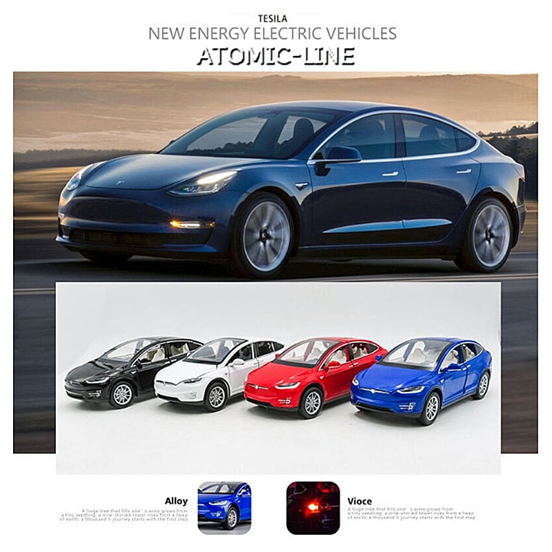 テスラ MODELX 1/24 ミニカー 全5色 ライト点灯 エンジンサウンド 合金
