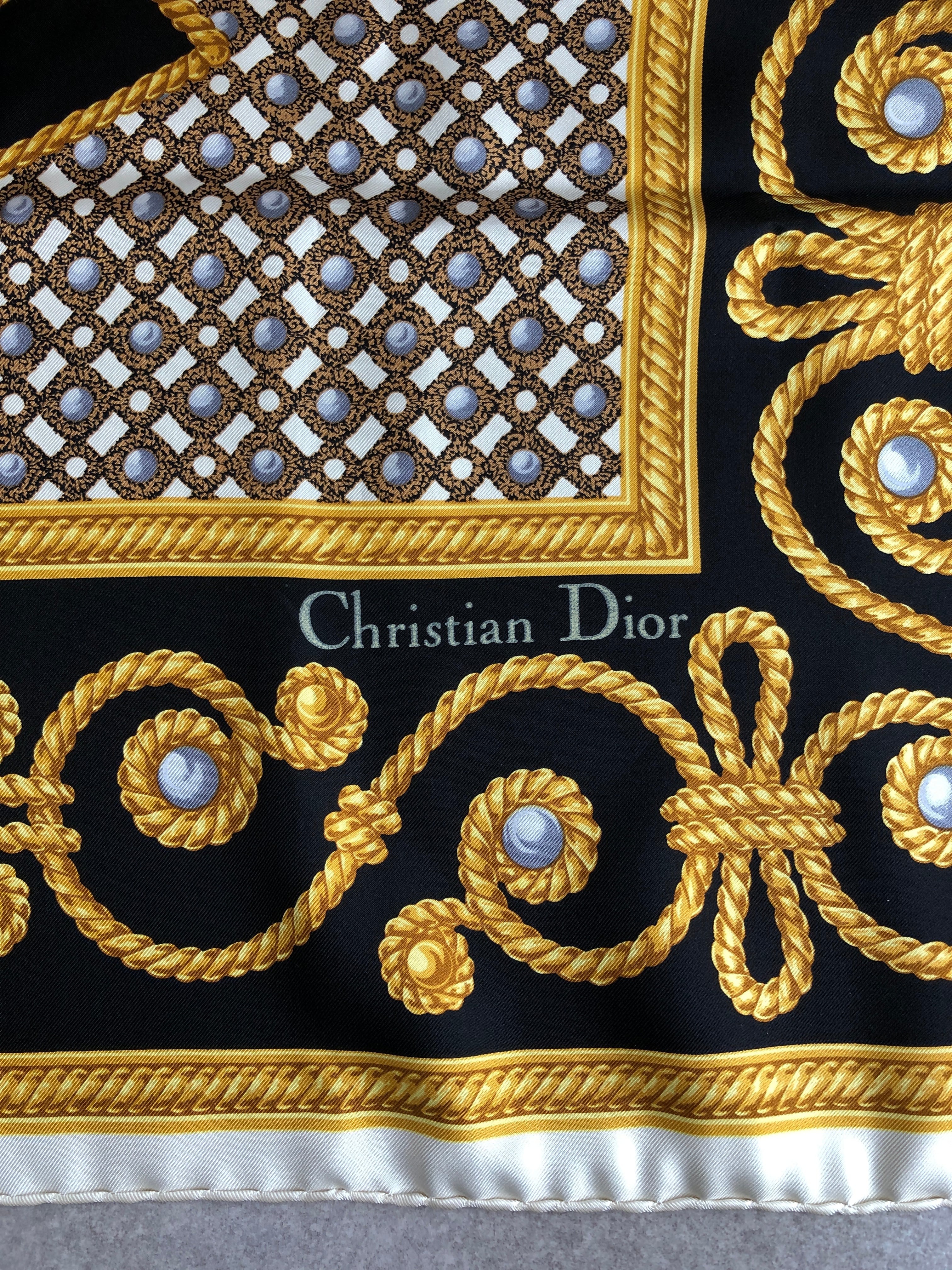 Christian Dior クリスチャン ディオール ロープ柄 スカーフ ゴールド