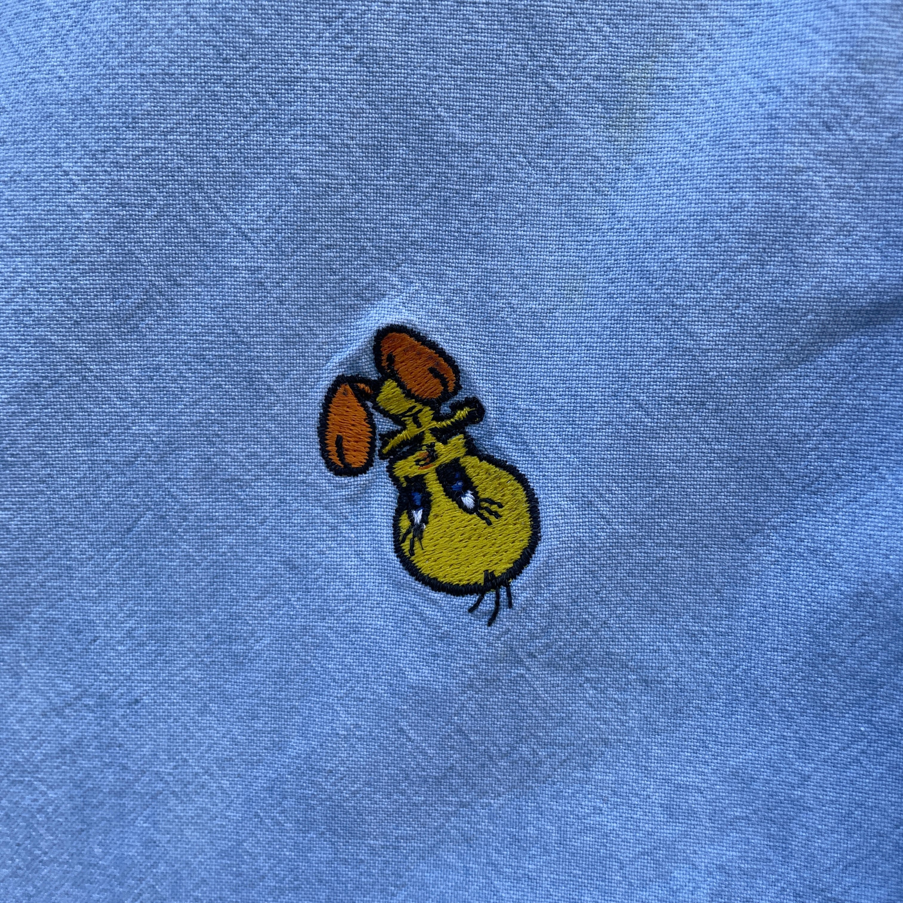 90年代 ルーニーテューンズ キャラクター刺繍 デニムシャツ メンズL
