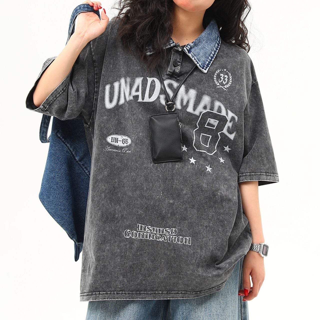 ナンバリングウォッシュライクポロTシャツ 1col R02227