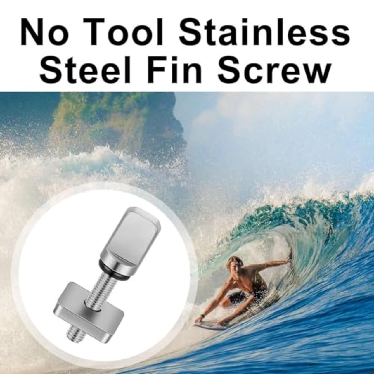 [ JAZZBACK ] ボックスセンターフィン用 サーフボード用 シルバー 2個セット フィンロックスクリュー フィンネジ ステンレス ロングボード シングルフィン ミッドレングス BOXFIN SUP サップ サーフボード サーフィン用 ドライバー不要タイプ フィンボックス用 (2)