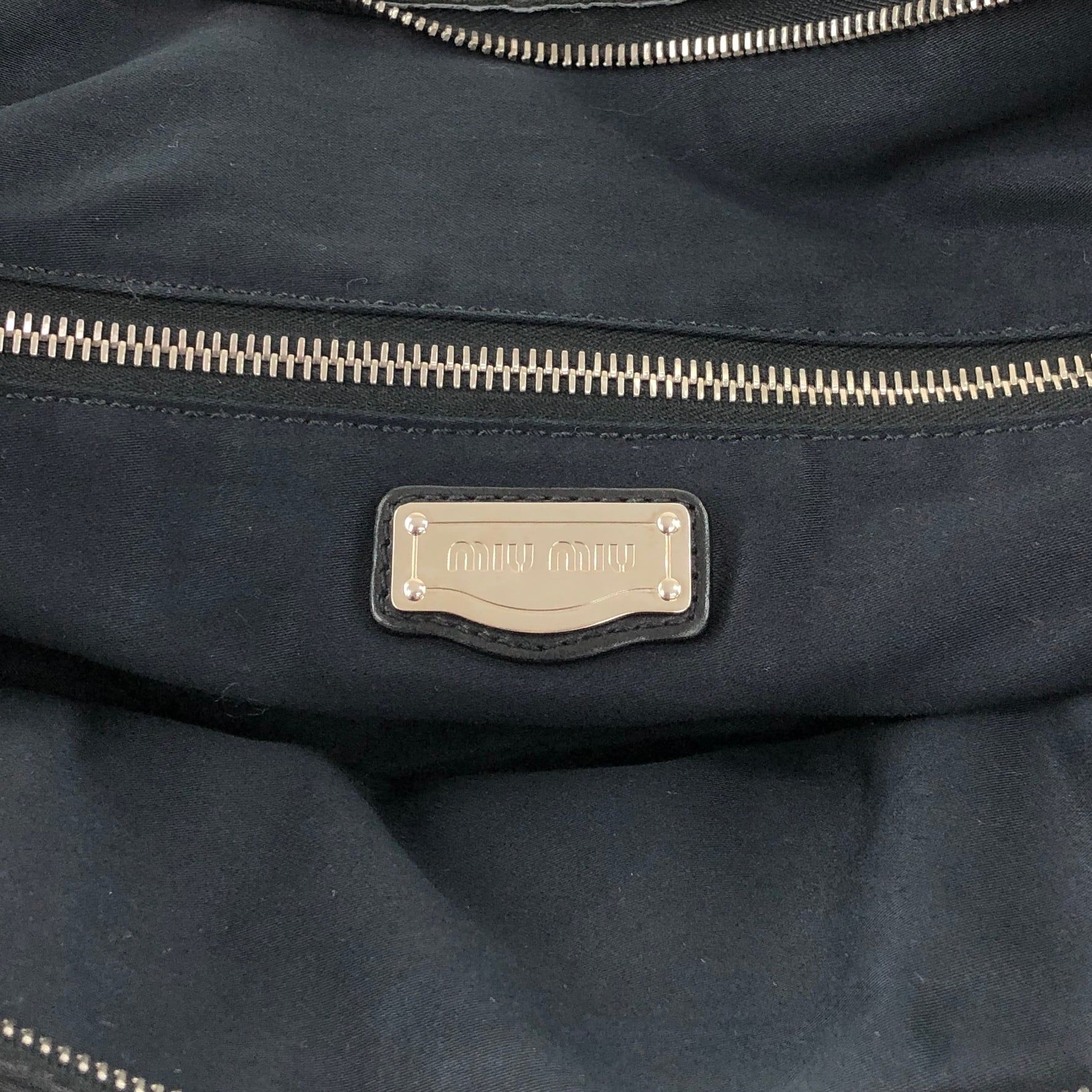 miu miu トートバッグ ブラック フロントジッパー レザー vintage