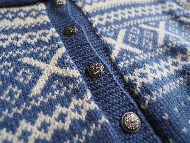 ~1970’s NORWAY NANSEN Nordic Pattern Wool Knit Cardigan／S?